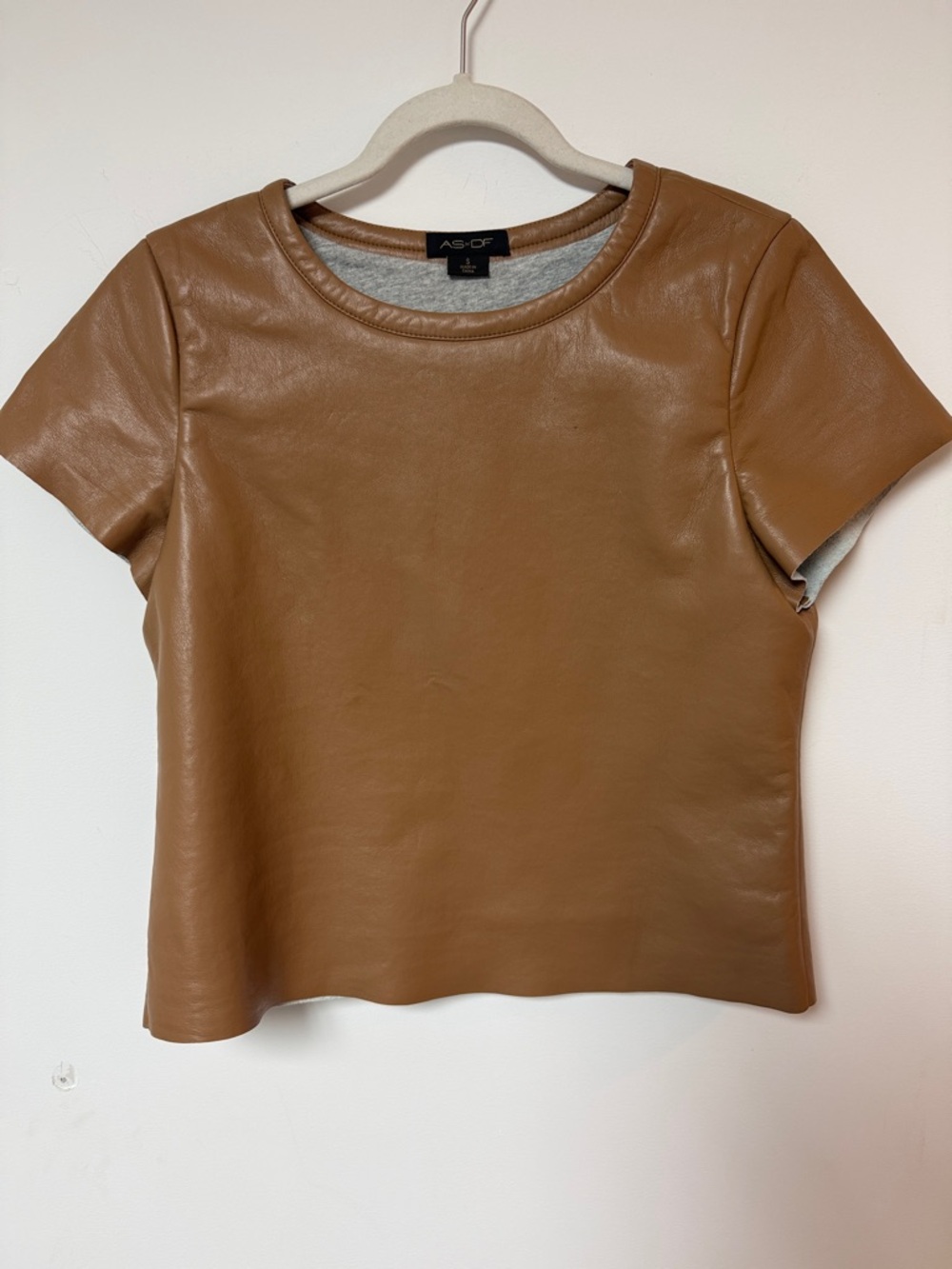AS-OF Cognac Faux Leather Short Sleeve Tee